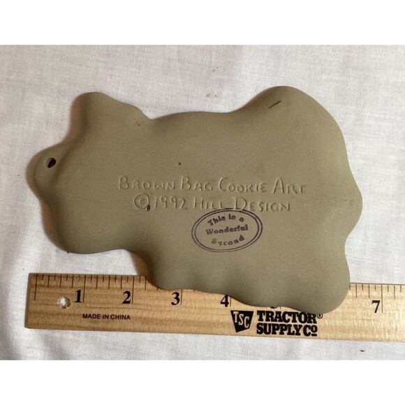 Brown Bag Cookie Art 1992 Pig Eating Watermelon Pottery Cookie Mold Very Cute - Picture 3 of 5